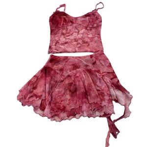 NWOT I.AM.GIA Cherie pink floral tie dye cami and skirt set Size S